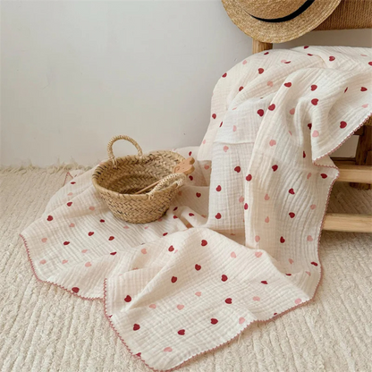 Plaid Bébé Imprimé Coeur pas cher