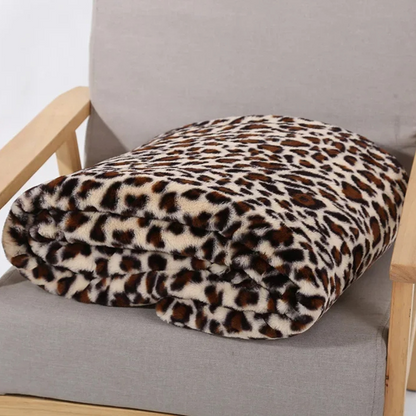 Plaid Fourrure Léopard Beige