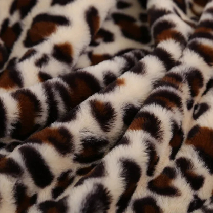 Plaid Fourrure Léopard Beige pas cher