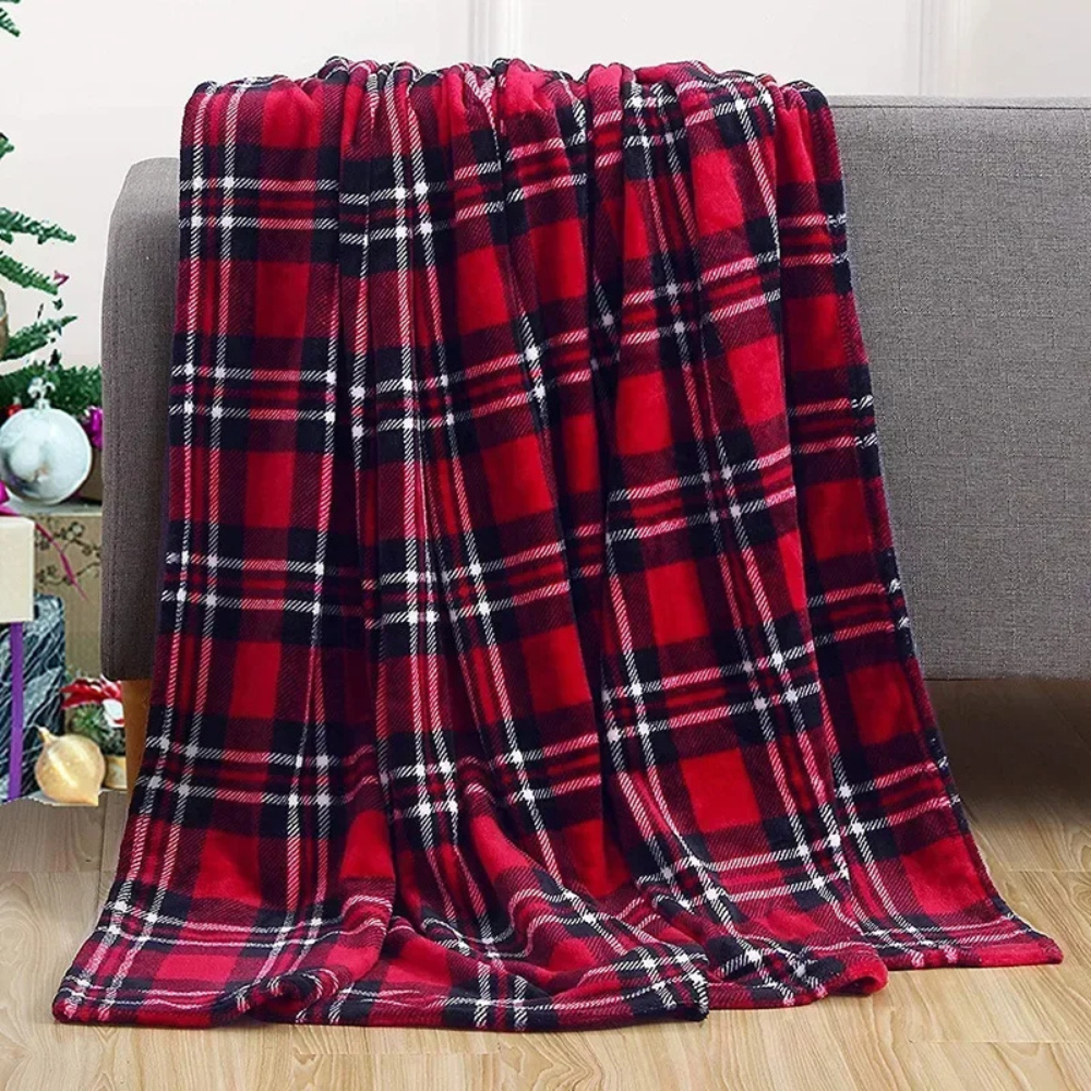 Plaid Polaire Noël Carreaux