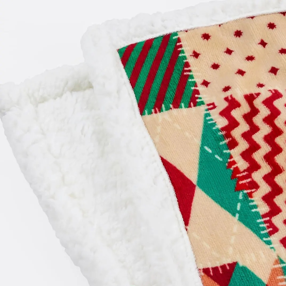 Plaid Polaire Noël Patchwork pas cher