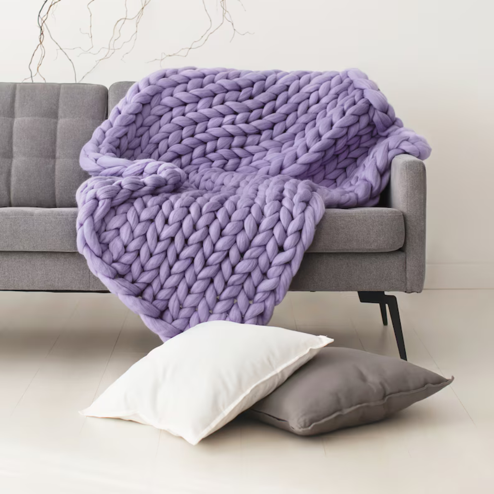 Plaid Grosse Maille Violet