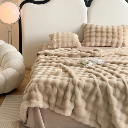 Plaid en Fausse Fourrure Gris Clair