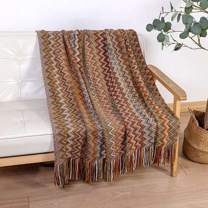 Plaid Bohème Chic Marron pas cher