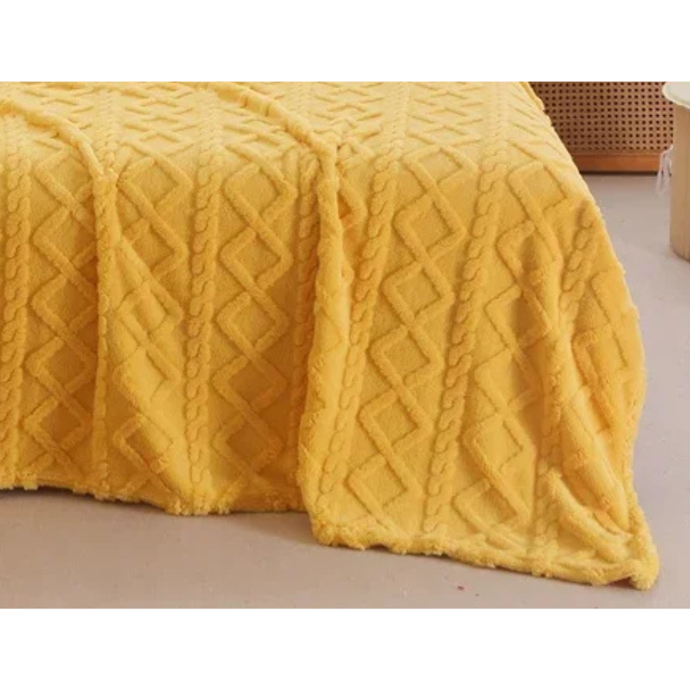 Plaid Jacquard jaune moutarde