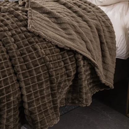 Plaid Polaire Fin Marron