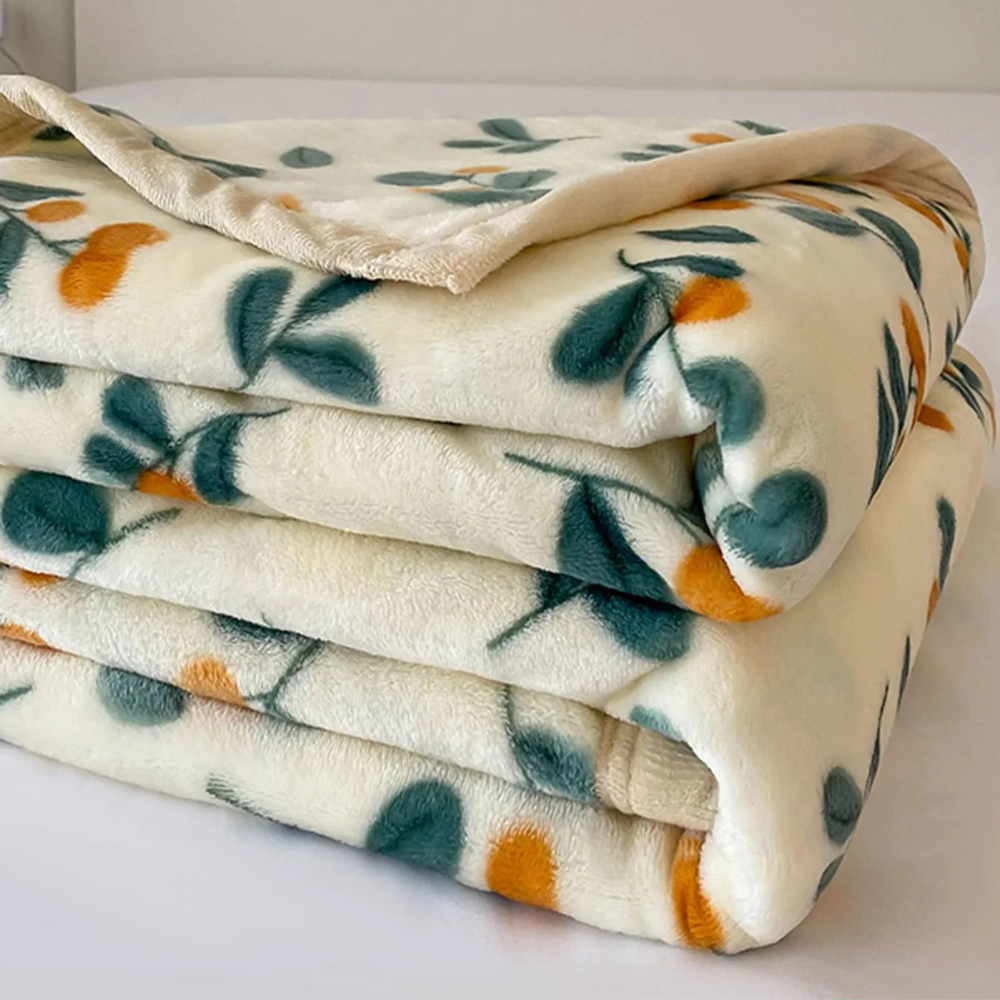 Plaid Doux Blanc Fleurs