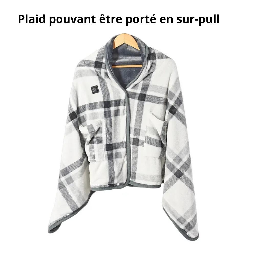 Plaid Poncho Chauffant