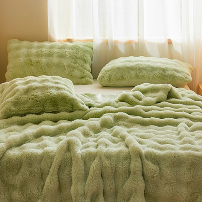 Plaid Polaire fluffy Vert