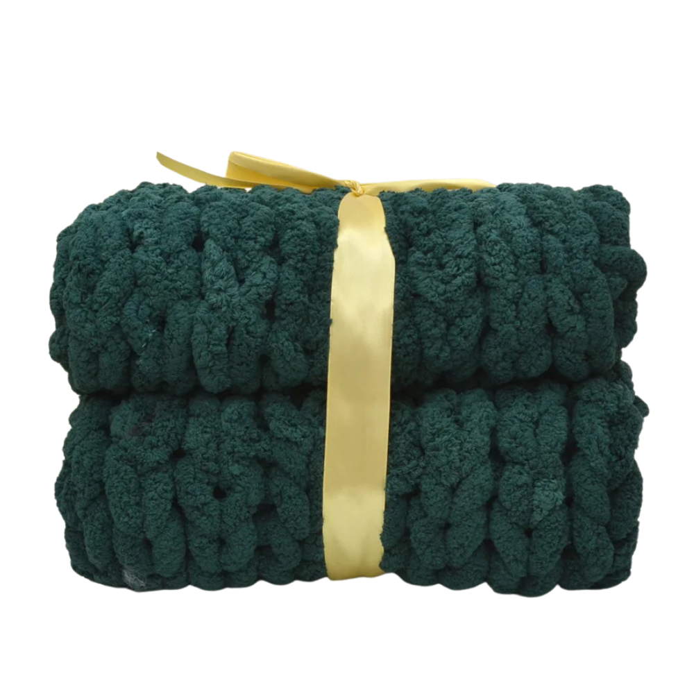 Plaid Cocooning Grosse Maille vert