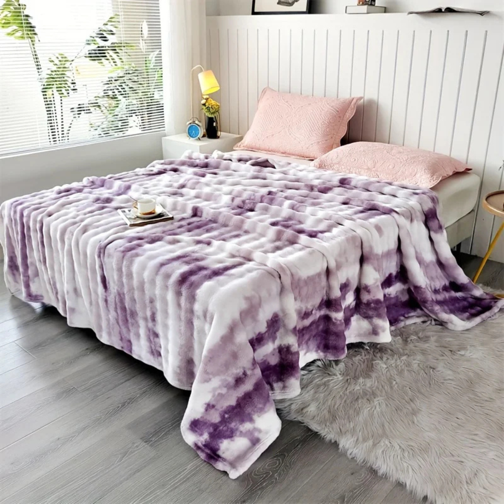 Plaid Polaire Cocooning violet