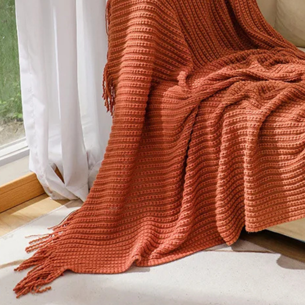 Plaid Canapé Tricot Terracotta