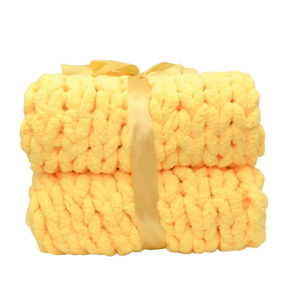 Plaid Cocooning Grosse Maille jaune